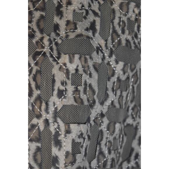 Chico's Khaki & Leopard Print Mesh Duster Open Front Jacket Sz S Career Dressy - Picture 5 of 12